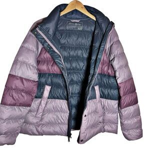 Eddie Bauer Womens XLarge Stratus Therm Quilted Down Jacket Coat Purple & Gray